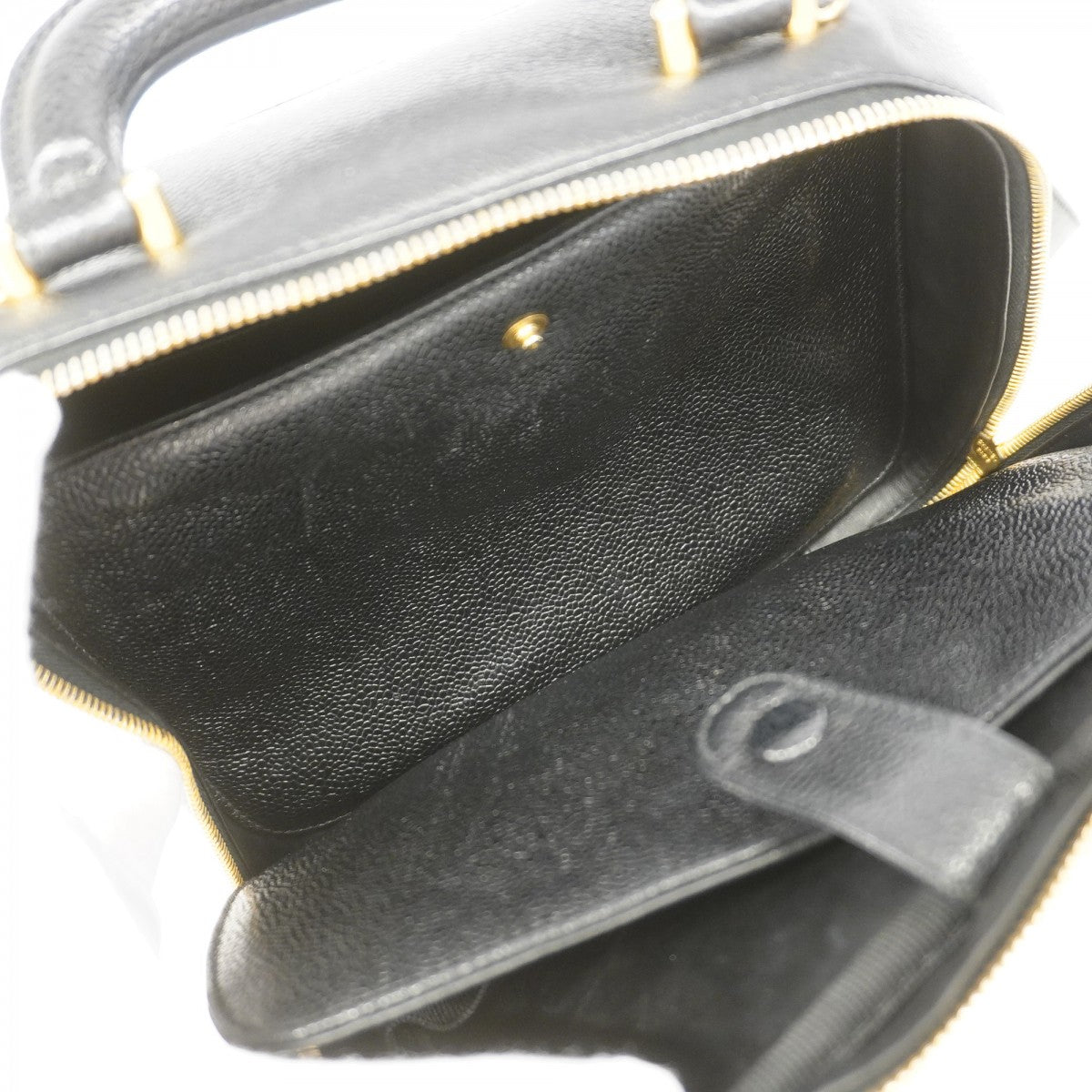 【6gd4527-k】シャネル バニティバッグ キャビアスキン ブラック ゴールド金具 2wayバッグ【中古】メンズ