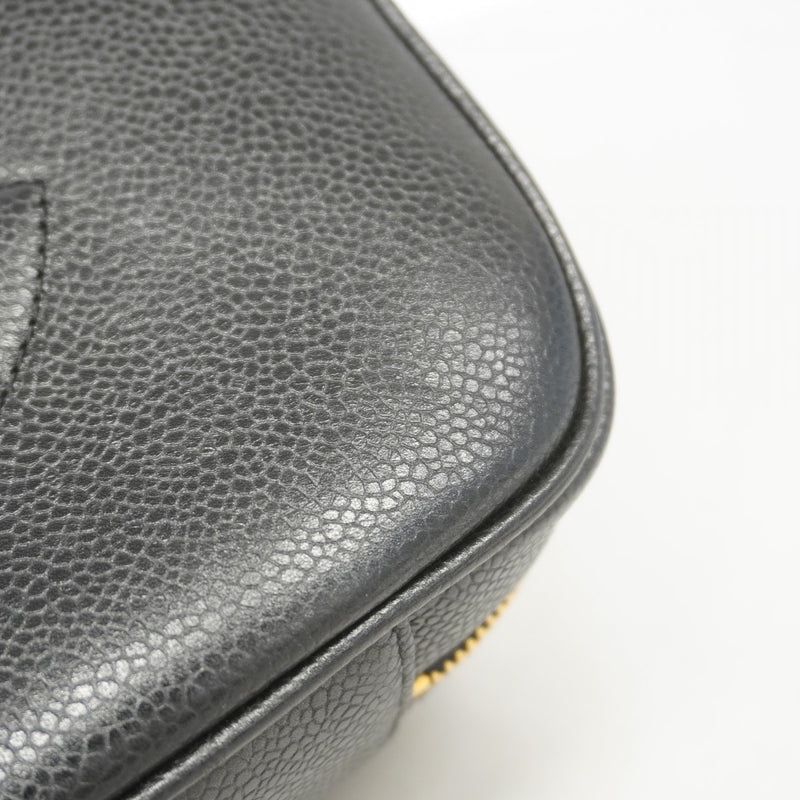 【6gd4527-k】シャネル バニティバッグ キャビアスキン ブラック ゴールド金具 2wayバッグ【中古】メンズ