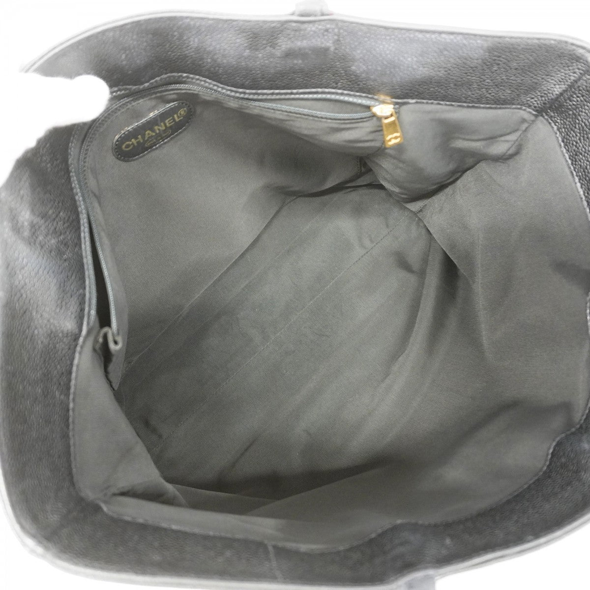 【6gd4528-k】シャネル トートバッグ キャビアスキン ブラック ゴールド金具【中古】レディース