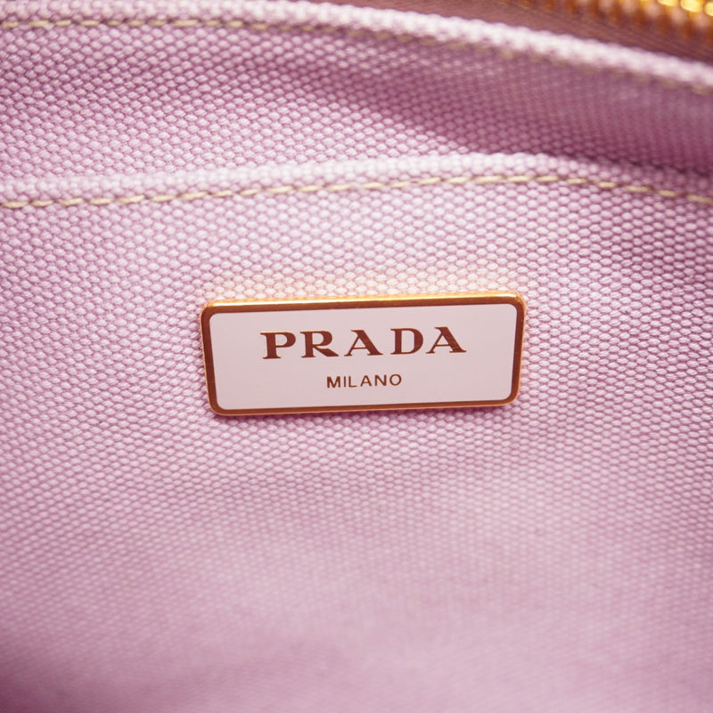 【6gd4531-k】プラダ トートバッグ カナパ キャンバス ピンク ゴールド金具 2wayバッグ【中古】レディース