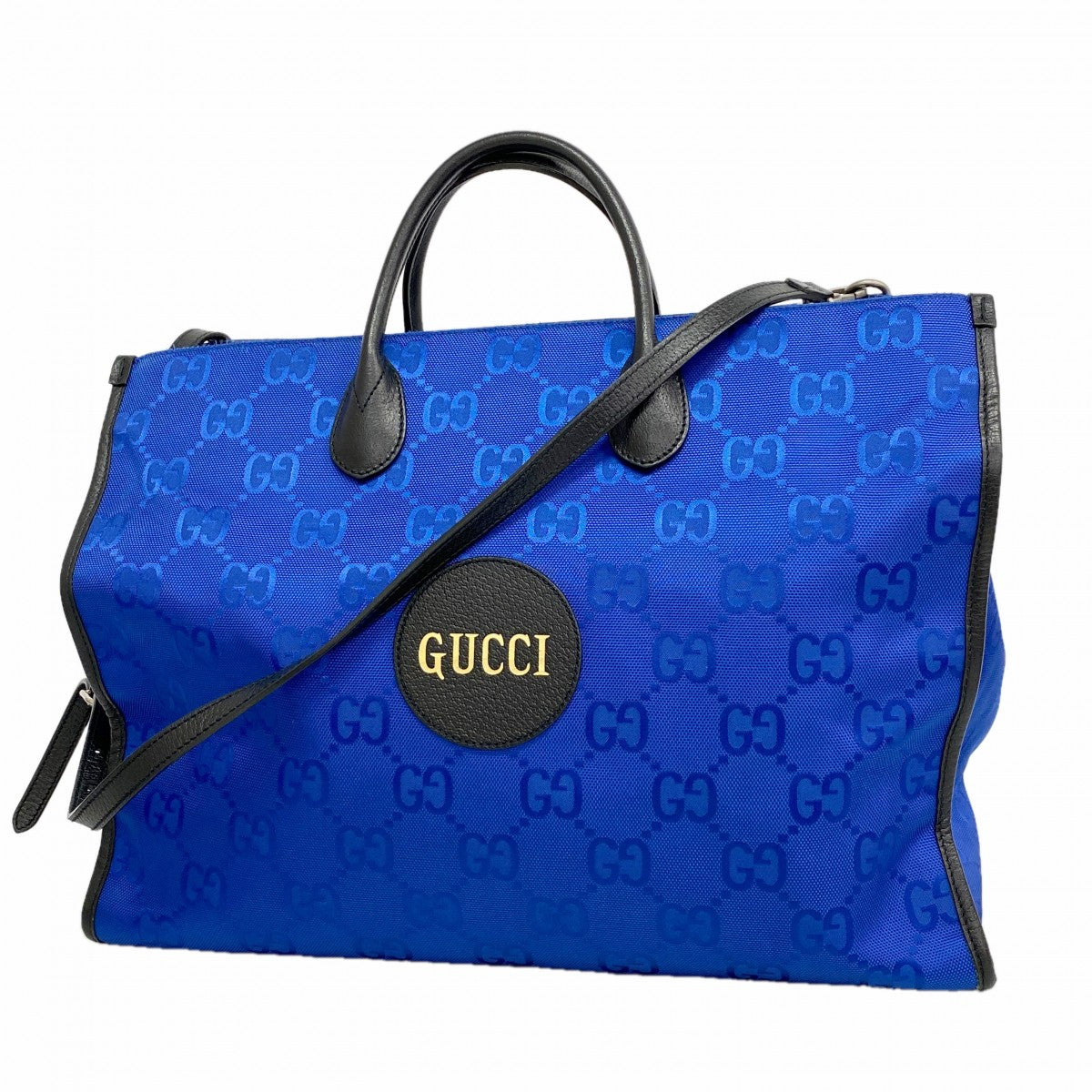【6gd4534-k】グッチ トートバッグ オフザグリッド 630353 ナイロン ブルー シルバー金具 2wayバッグ【中古】メンズ レディース ユニセックス