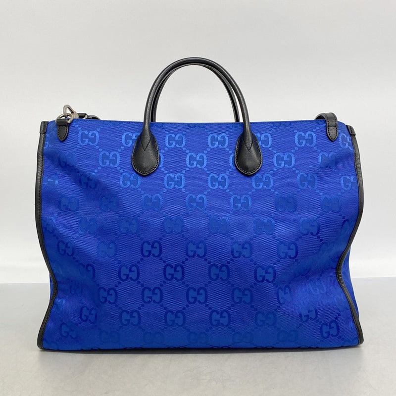【6gd4534-k】グッチ トートバッグ オフザグリッド 630353 ナイロン ブルー シルバー金具 2wayバッグ【中古】メンズ レディース ユニセックス