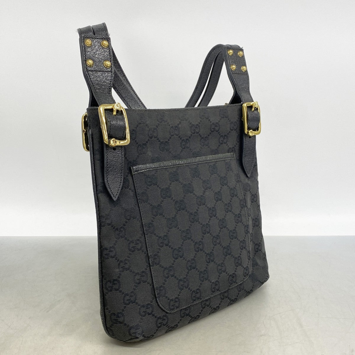 【6gd4535-k】グッチ ショルダーバッグ GGキャンバス 115514 キャンバス ブラック ゴールド金具【中古】レディース