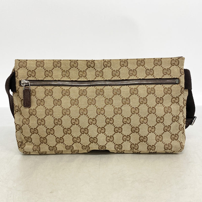 【6gd4537-k】グッチ ウエストバッグ GGキャンバス 28566 キャンバス ベージュ シルバー金具【中古】メンズ