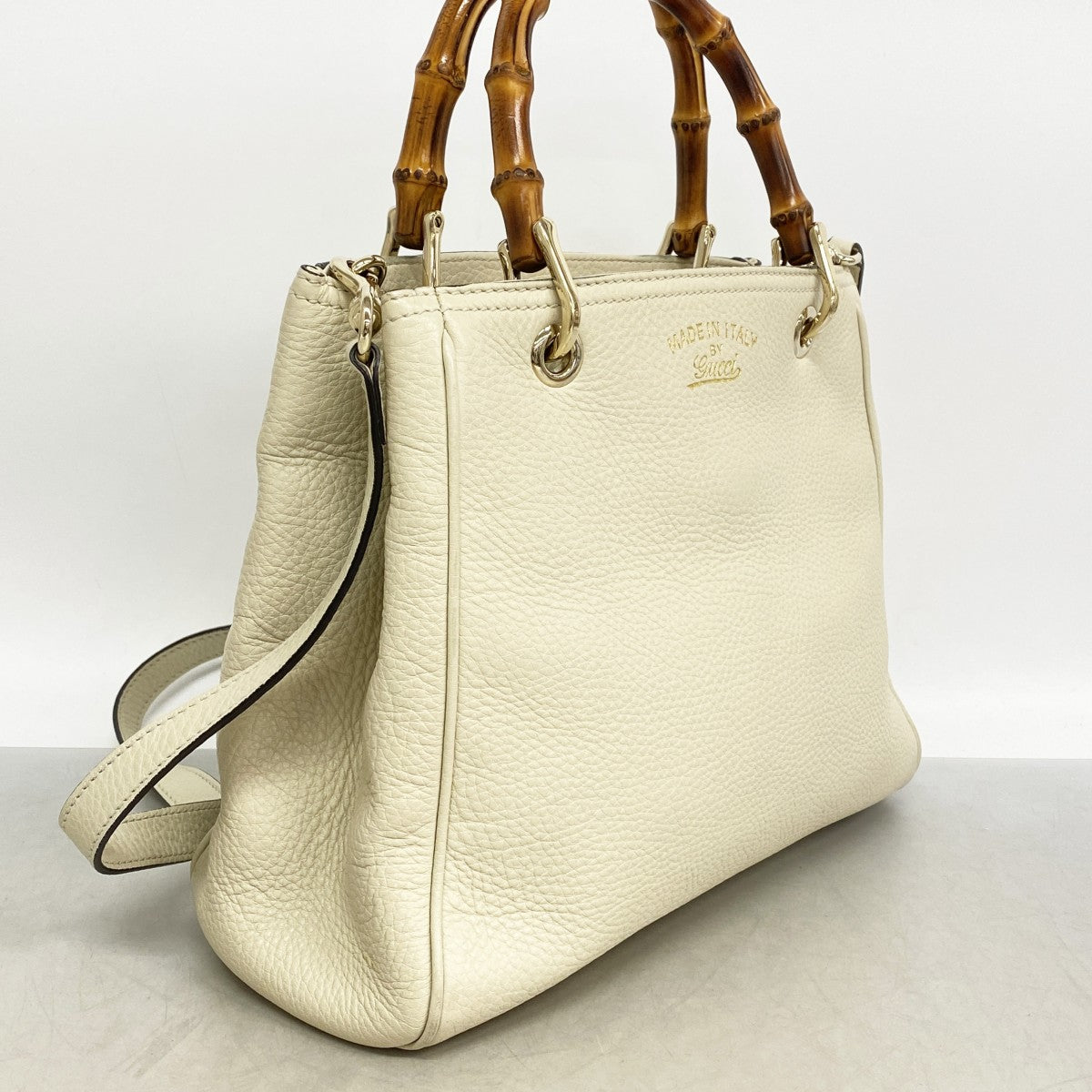 【6gd4538-k】グッチ ハンドバッグ バンブー 336032 レザー アイボリー シャンパンゴールド金具 2wayバッグ【中古】レディース