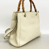 【6gd4538-k】グッチ ハンドバッグ バンブー 336032 レザー アイボリー シャンパンゴールド金具 2wayバッグ【中古】レディース