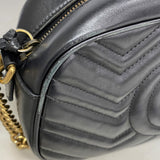 【6gd4539-k】グッチ ショルダーバッグ GGマーモント 447632 レザー ブラック ゴールド金具【中古】レディース