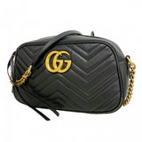 【6gd4539-k】グッチ ショルダーバッグ GGマーモント 447632 レザー ブラック ゴールド金具【中古】レディース