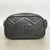 【6gd4539-k】グッチ ショルダーバッグ GGマーモント 447632 レザー ブラック ゴールド金具【中古】レディース
