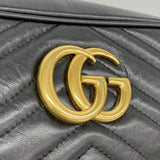 【6gd4539-k】グッチ ショルダーバッグ GGマーモント 447632 レザー ブラック ゴールド金具【中古】レディース