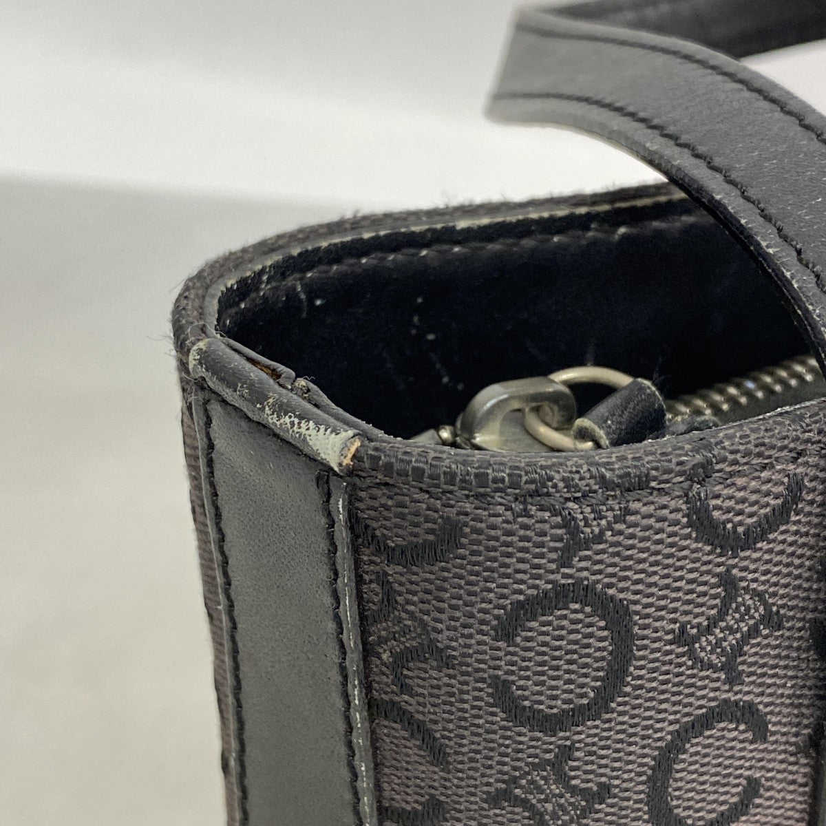 【6gd4540-k】セリーヌ ハンドバッグ Cマカダム キャンバス ブラック シルバー金具【中古】レディース