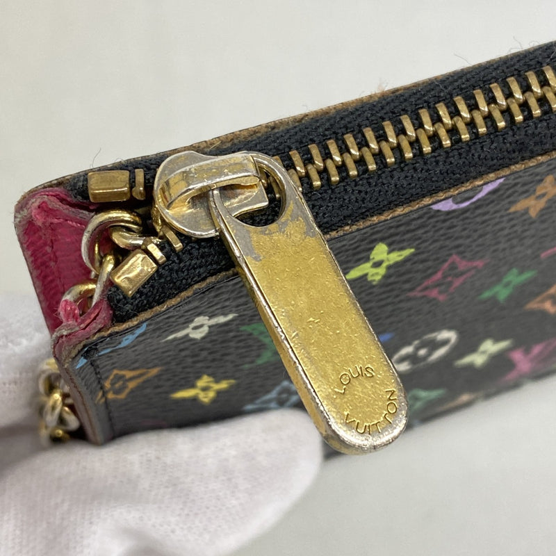 【6gd4542-k】ルイヴィトン コインケース モノグラム・マルチカラー ポシェットクレ M93735 ノワール/グルナード【中古】レディース