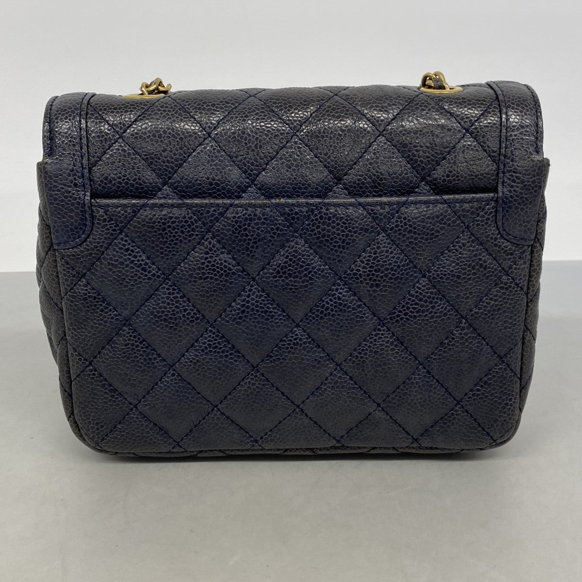 【6gd4555-k】シャネル ショルダーバッグ マトラッセ チェーンショルダー キャビアスキン ブルー ゴールド金具【中古】レディース