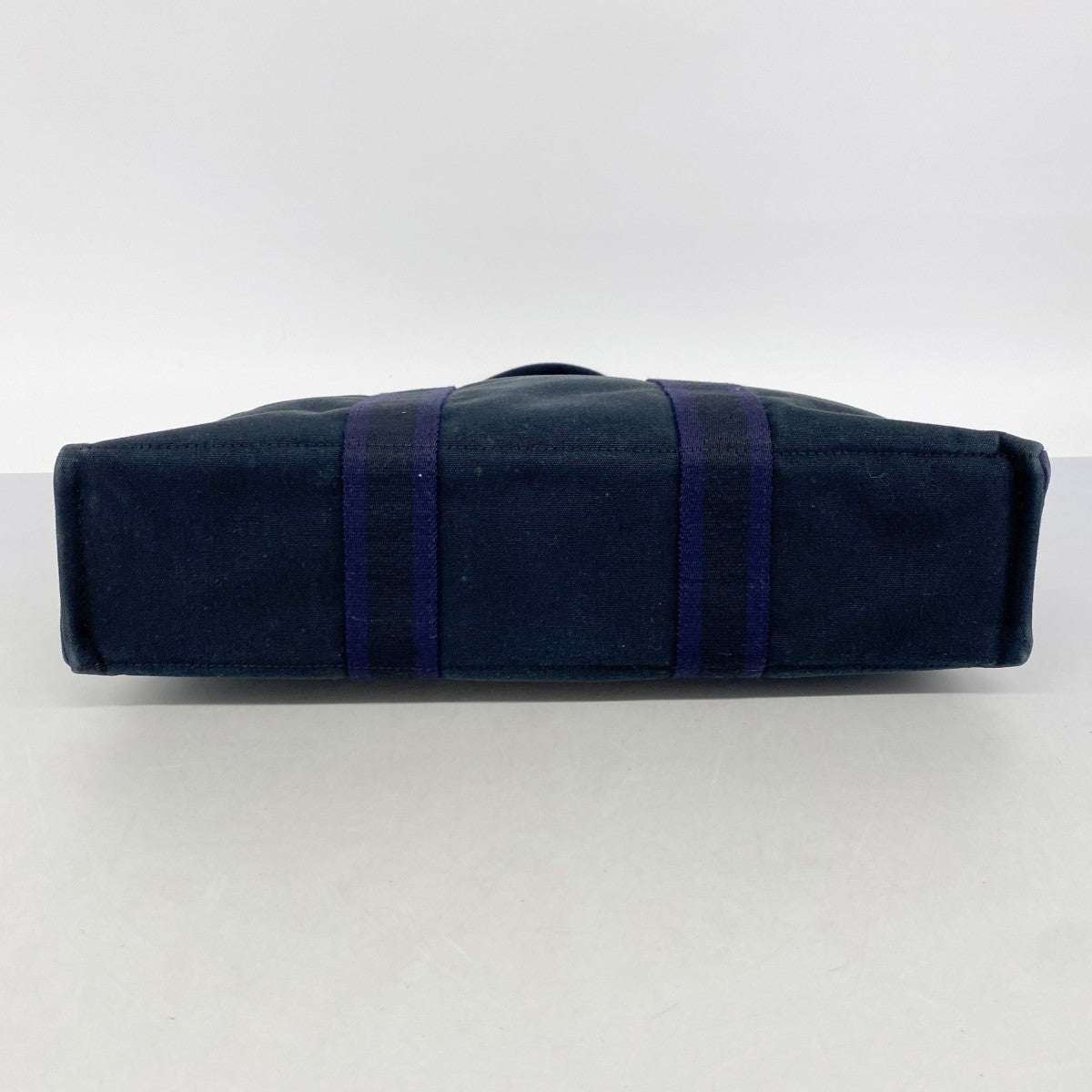 【6gd4557-k】エルメス トートバッグ フールトゥMM キャンバス ブラック ネイビー シルバー金具【中古】メンズ レディース ユニセックス