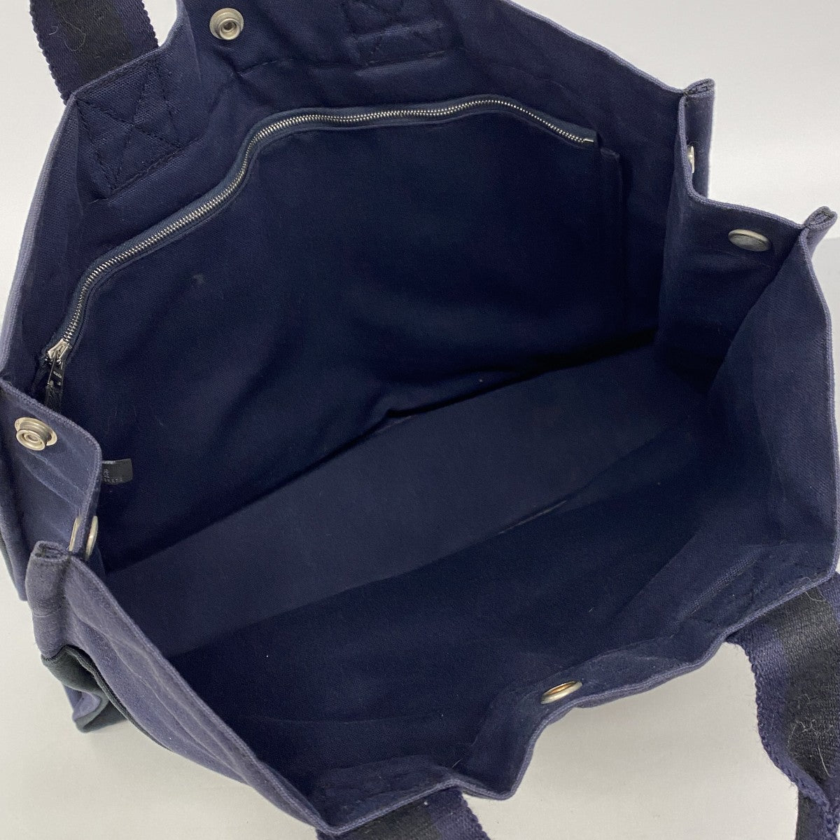 【6gd4557-k】エルメス トートバッグ フールトゥMM キャンバス ブラック ネイビー シルバー金具【中古】メンズ レディース ユニセックス