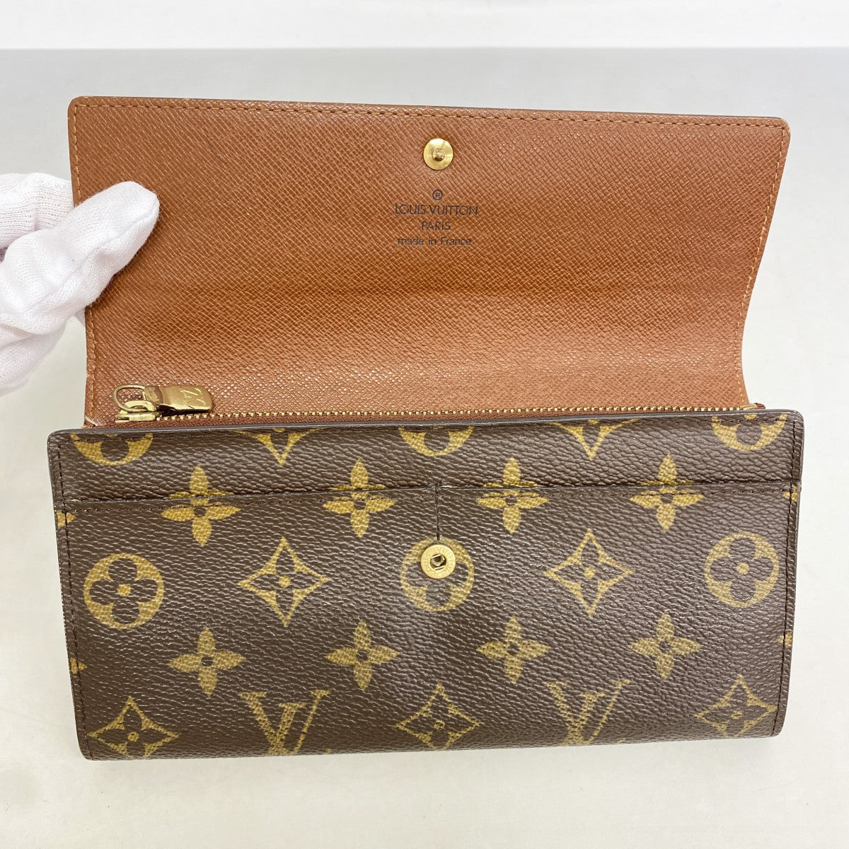 【6gd4570】ルイヴィトン 長財布 モノグラム ポシェットポルトモネクレディ M61725 ブラウン【中古】レディース