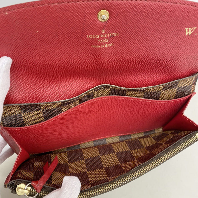【6gd4573】ルイヴィトン 長財布 ダミエ ポルトフォイユエミリー N63544 エベヌ/ルージュ【中古】レディース