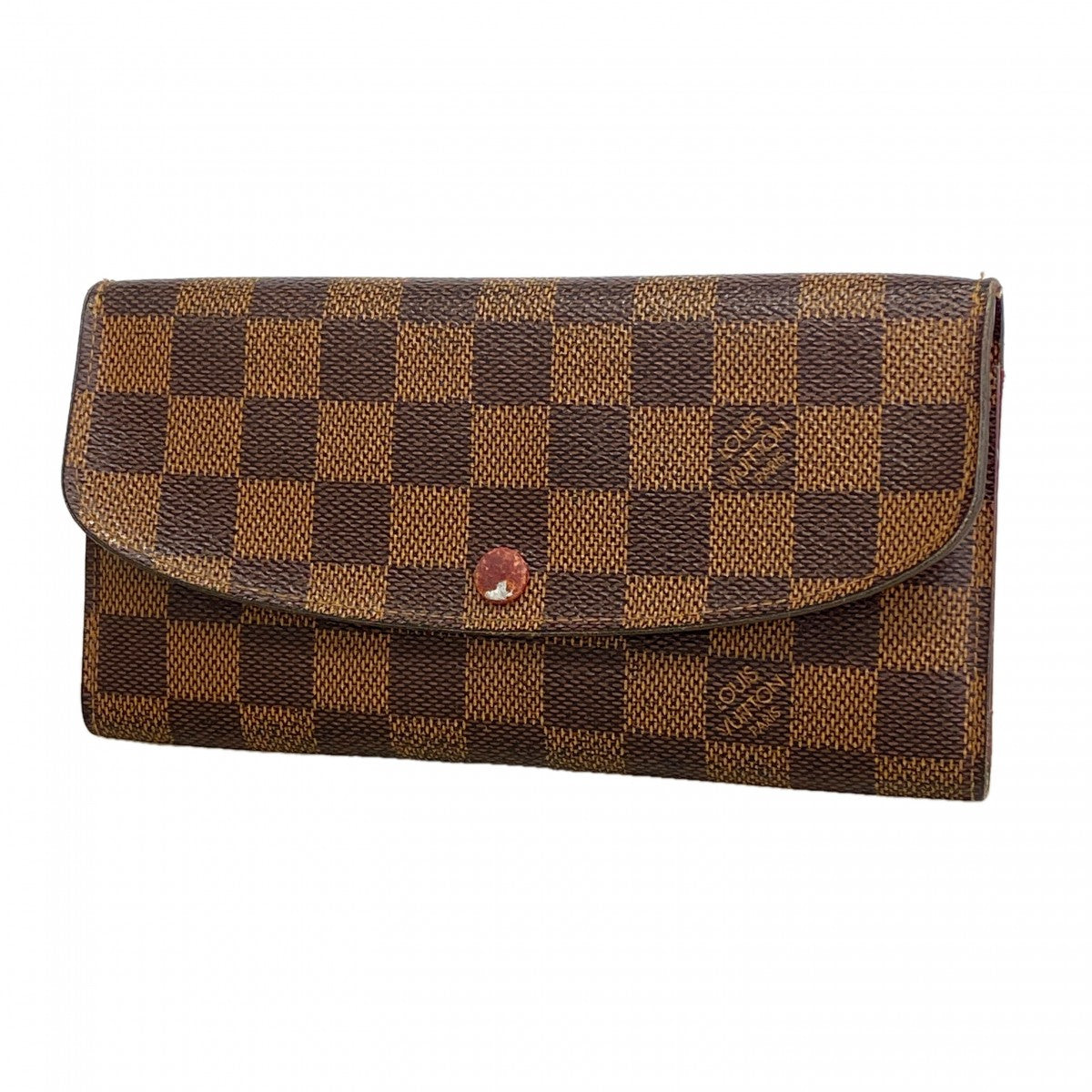 【6gd4573】ルイヴィトン 長財布 ダミエ ポルトフォイユエミリー N63544 エベヌ/ルージュ【中古】レディース