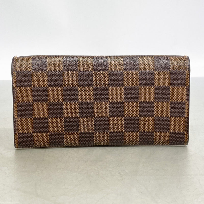 【6gd4573】ルイヴィトン 長財布 ダミエ ポルトフォイユエミリー N63544 エベヌ/ルージュ【中古】レディース