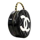 【6gd4574】シャネル ハンドバッグ パテントレザー ブラック ゴールド金具【中古】レディース