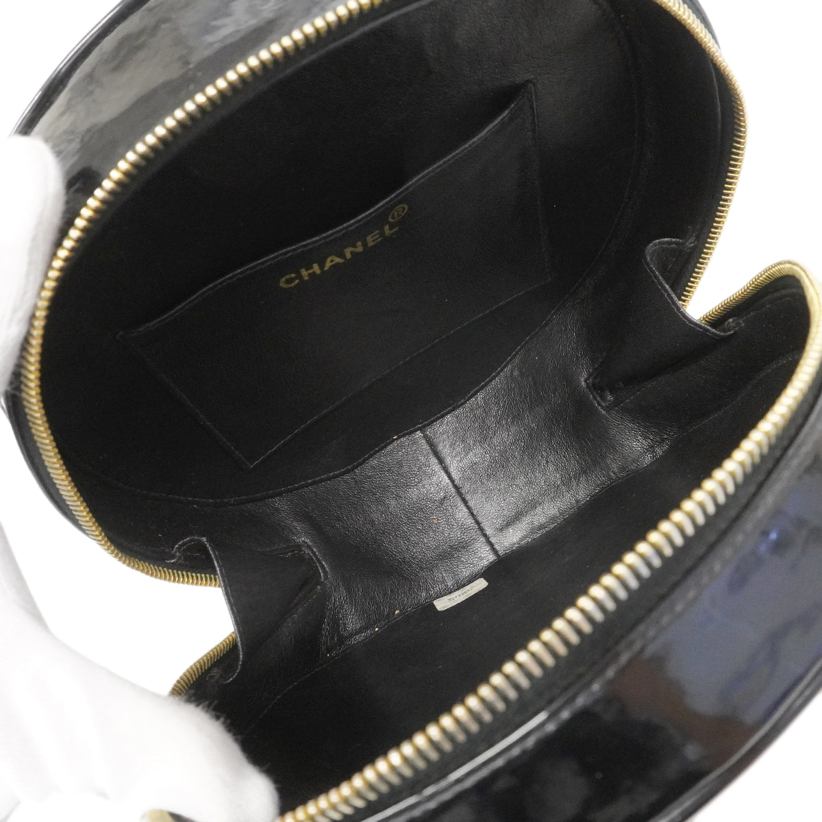 【6gd4574】シャネル ハンドバッグ パテントレザー ブラック ゴールド金具【中古】レディース