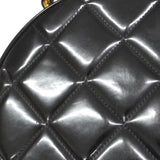 【6gd4574】シャネル ハンドバッグ パテントレザー ブラック ゴールド金具【中古】レディース