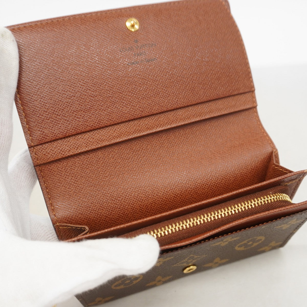 【6gd4576】ルイヴィトン 財布 モノグラム ポルトモネビエトレゾール M61730 ブラウン【中古】レディース