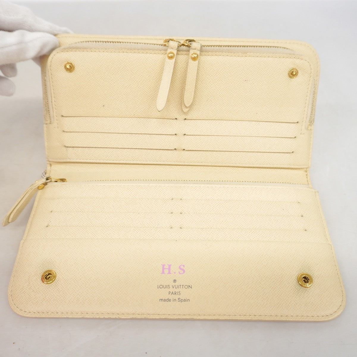 【6gd4580】ルイヴィトン 長財布 ダミエ・アズール ポルトフォイユ アンソリット N63072 ホワイト【中古】レディース