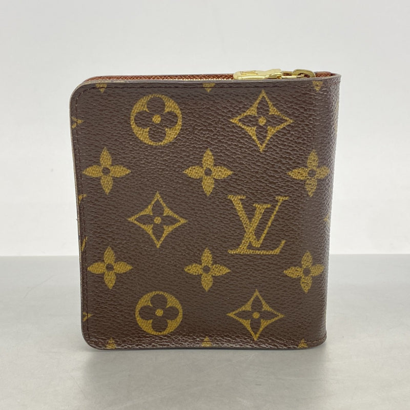 【6gd4614】ルイヴィトン 財布 モノグラム コンパクトジップ M61667 ブラウン【中古】レディース