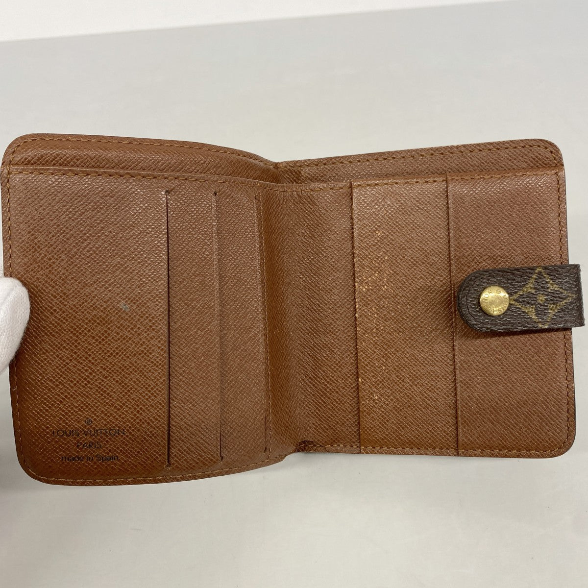 【6gd4614】ルイヴィトン 財布 モノグラム コンパクトジップ M61667 ブラウン【中古】レディース