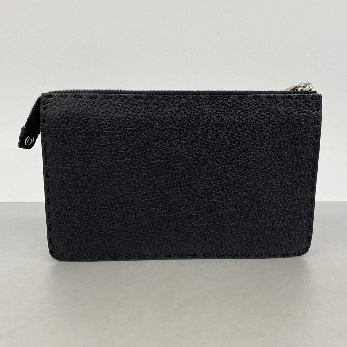 【6gd4616】フェンディ クラッチバッグ モンスター セレリア レザー ブラック シルバー金具【中古】メンズ