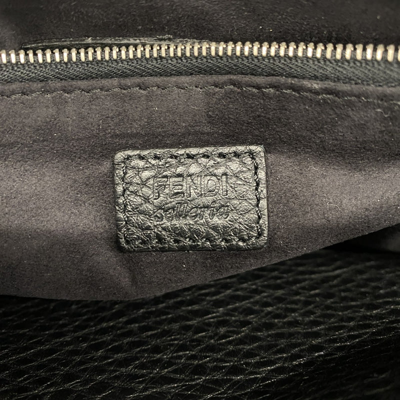 【6gd4616】フェンディ クラッチバッグ モンスター セレリア レザー ブラック シルバー金具【中古】メンズ