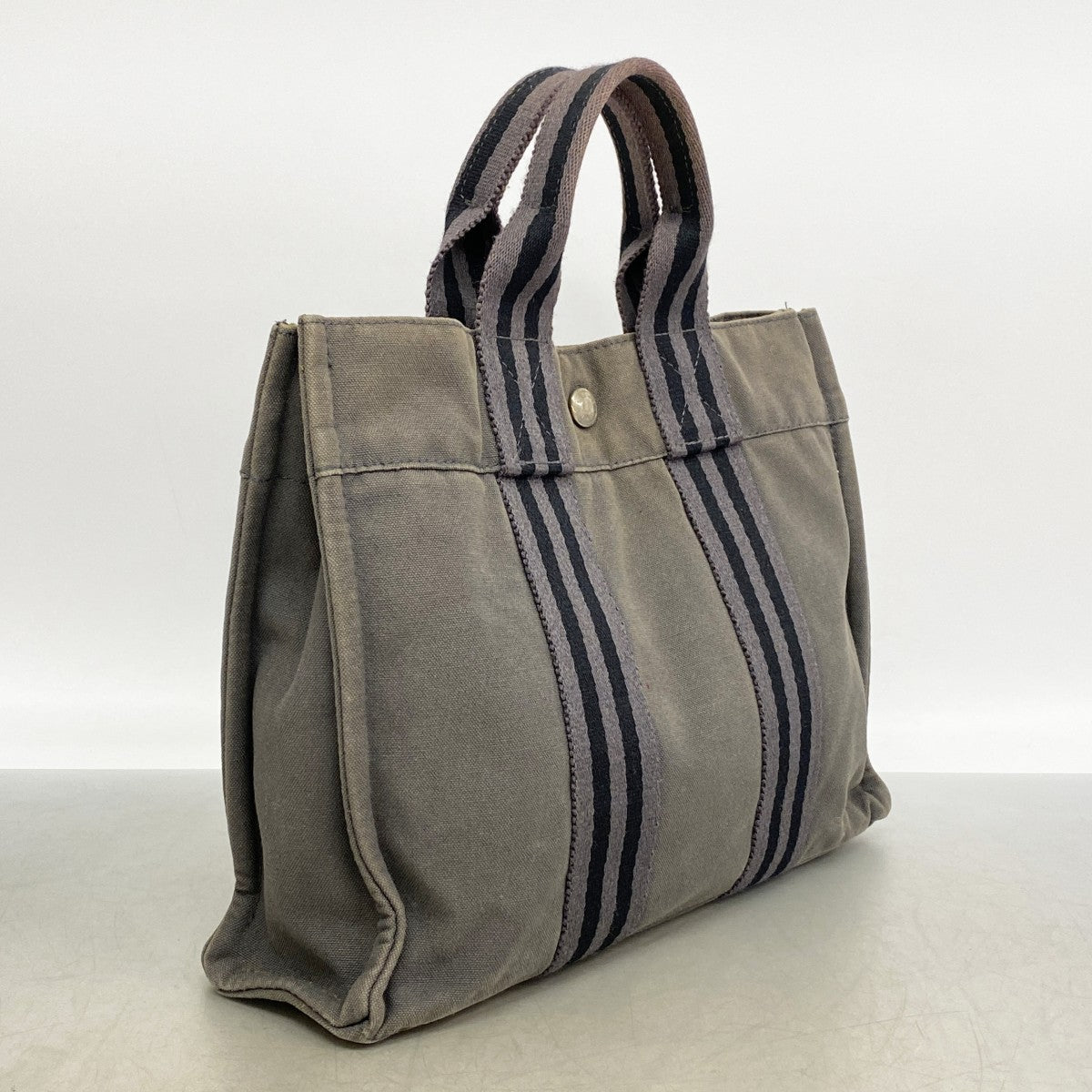 【6gd4639-k】エルメス トートバッグ フールトゥPM キャンバス グレー シルバー金具【中古】レディース