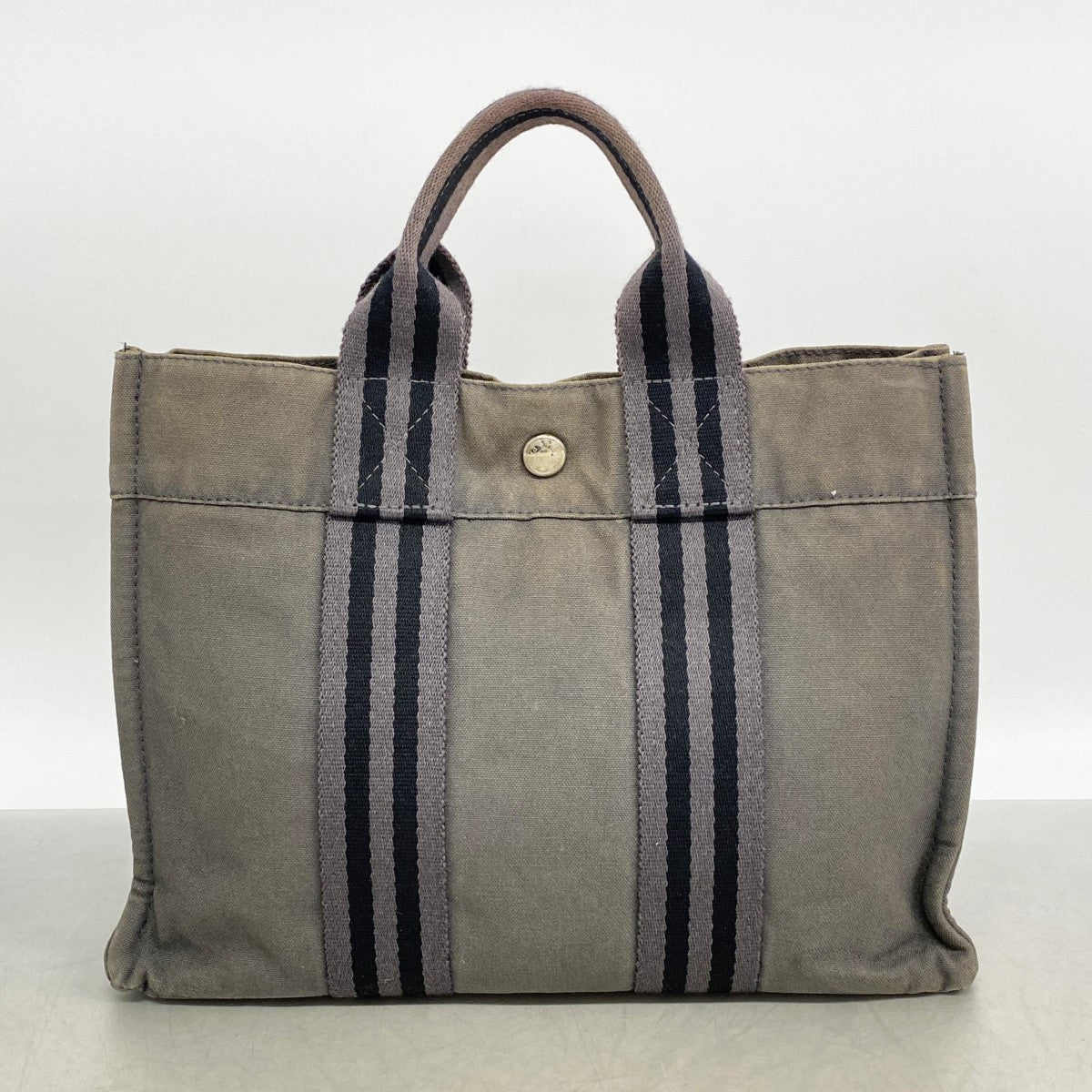 【6gd4639-k】エルメス トートバッグ フールトゥPM キャンバス グレー シルバー金具【中古】レディース