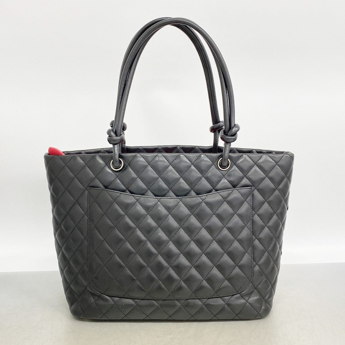 【6gd4641-k】シャネル トートバッグ カンボン ラムスキン ブラック シルバー金具【中古】レディース