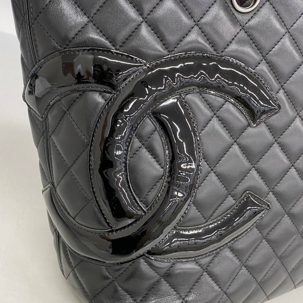 【6gd4641-k】シャネル トートバッグ カンボン ラムスキン ブラック シルバー金具【中古】レディース