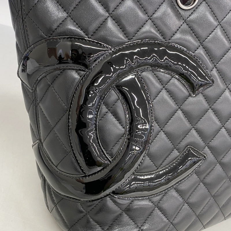 【6gd4641-k】シャネル トートバッグ カンボン ラムスキン ブラック シルバー金具【中古】レディース