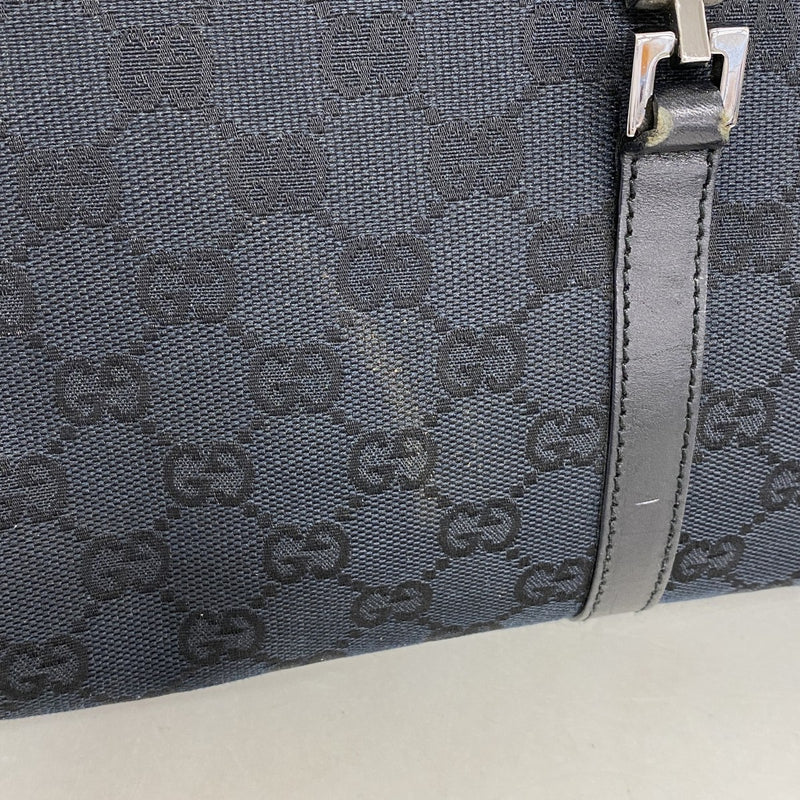 【6gd4642-k】グッチ ハンドバッグ GGキャンバス/ジャッキー 002 1073 キャンバス ブラック シルバー金具【中古】レディース