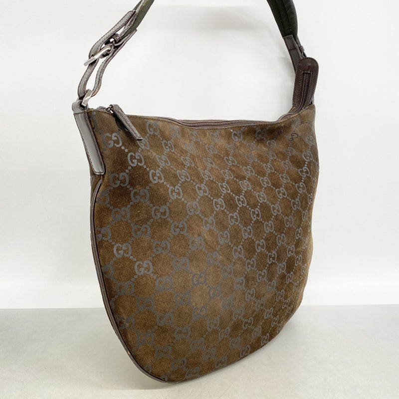 【6gd4645-k】グッチ ショルダーバッグ 001 1206 スウェード ブラウン シルバー金具【中古】レディース