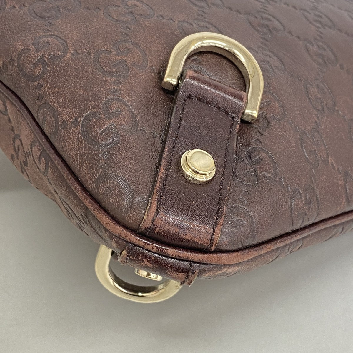 【6gd4646-k】グッチ ショルダーバッグ グッチシマ 131326 レザー ブラウン シャンパンゴールド金具【中古】レディース