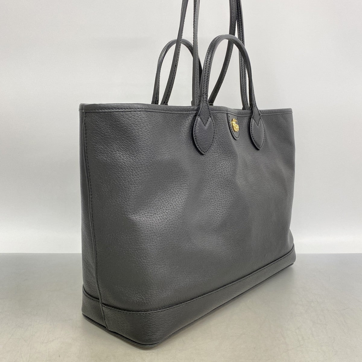 【6gd4647-k】グッチ トートバッグ GGマーモント 739730 レザー ブラック ゴールド金具 2wayバッグ【中古】レディース