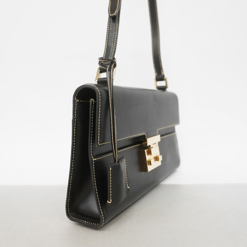 【6gd4648-k】グッチ ショルダーバッグ 001 4214 レザー ブラック シャンパンゴールド金具【中古】レディース