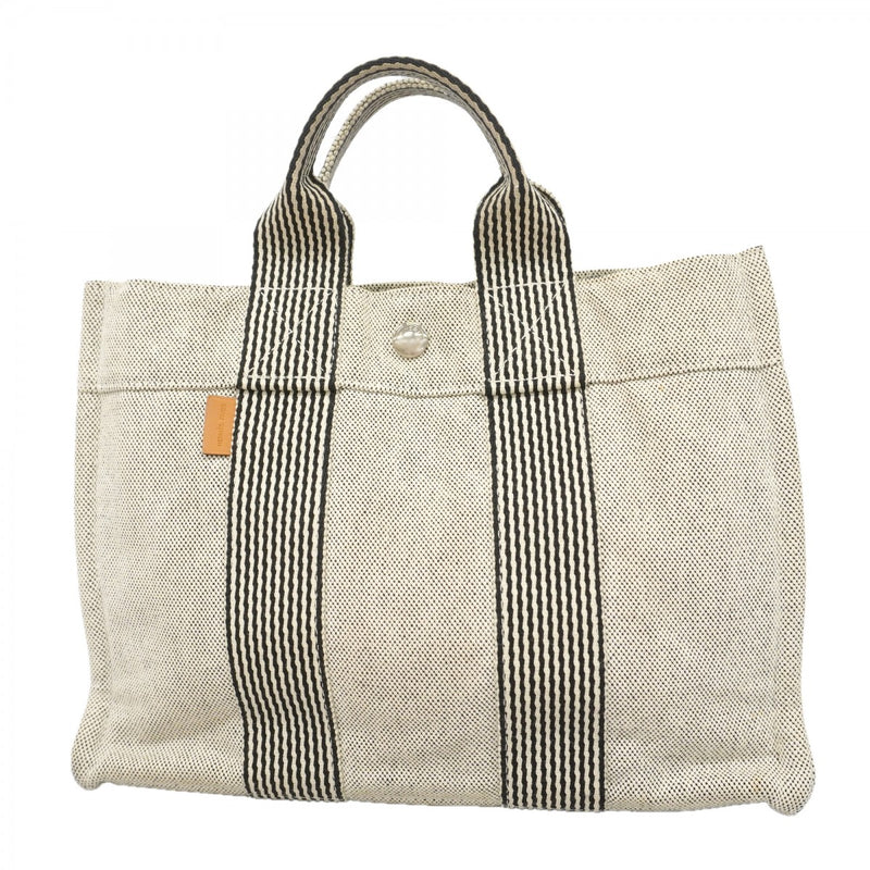 【6gd4649-k】エルメス トートバッグ ニューフールトゥ キャンバス グレー シルバー金具【中古】レディース