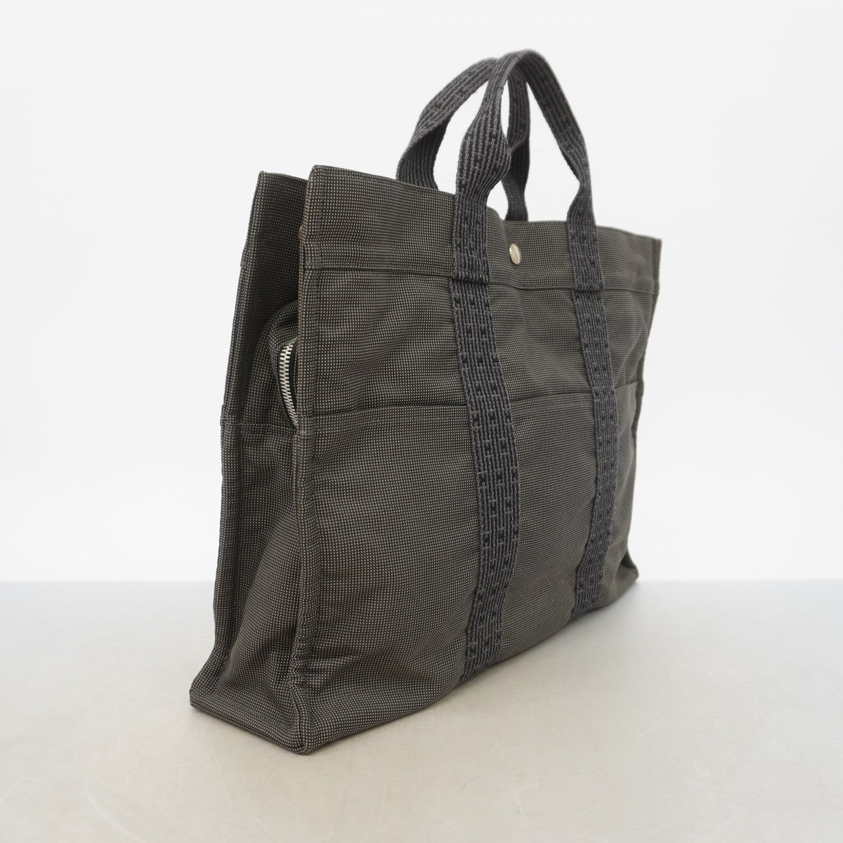 【6gd4650-k】エルメス トートバッグ エールラインMM キャンバス グレー シルバー金具【中古】レディース
