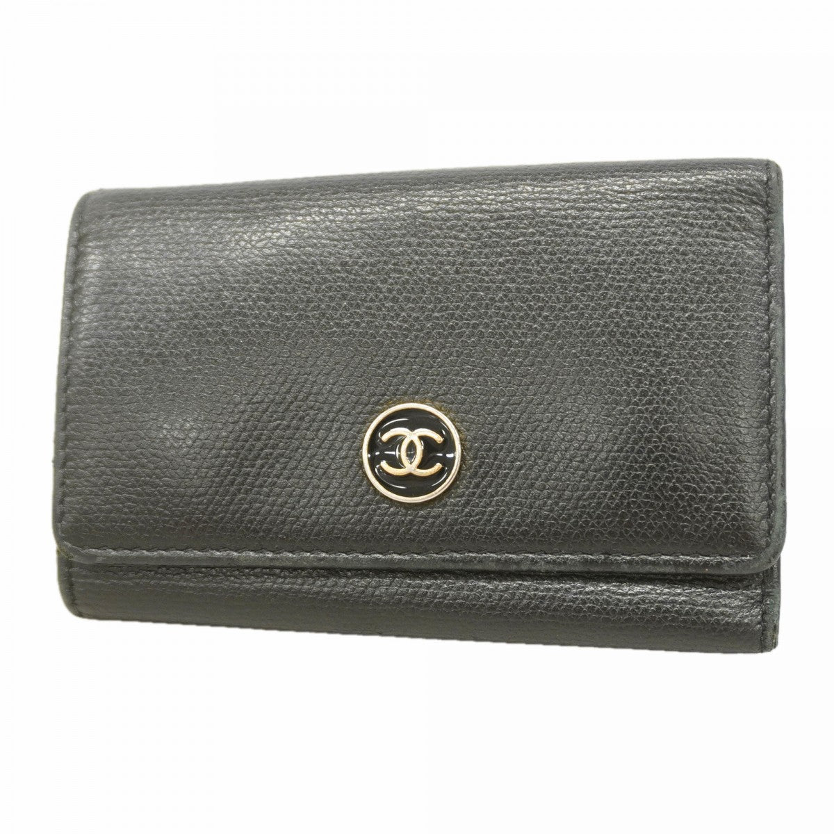 【6gd4657-k】シャネル キーケース ココボタン キャビアスキン ブラック ゴールド金具【中古】レディース