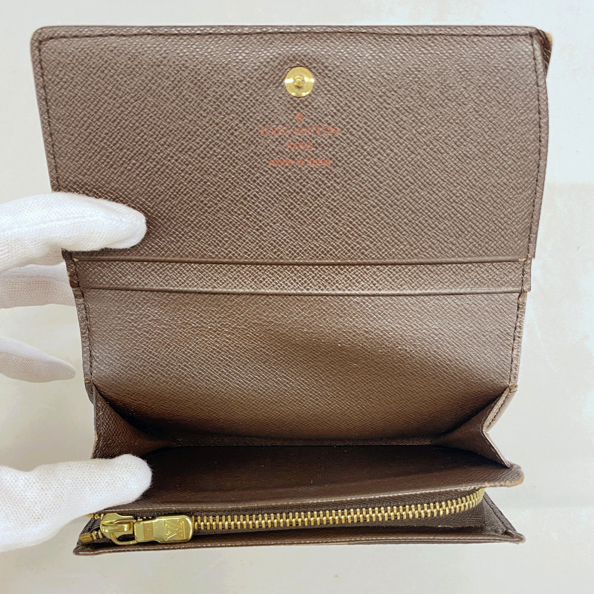 【6gd4662】ルイヴィトン 財布 ダミエ ポルトモネビエトレゾール M61730 エベヌ【中古】レディース