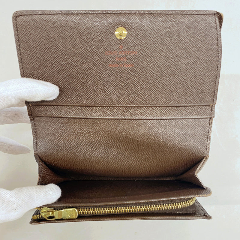【6gd4662】ルイヴィトン 財布 ダミエ ポルトモネビエトレゾール M61730 エベヌ【中古】レディース