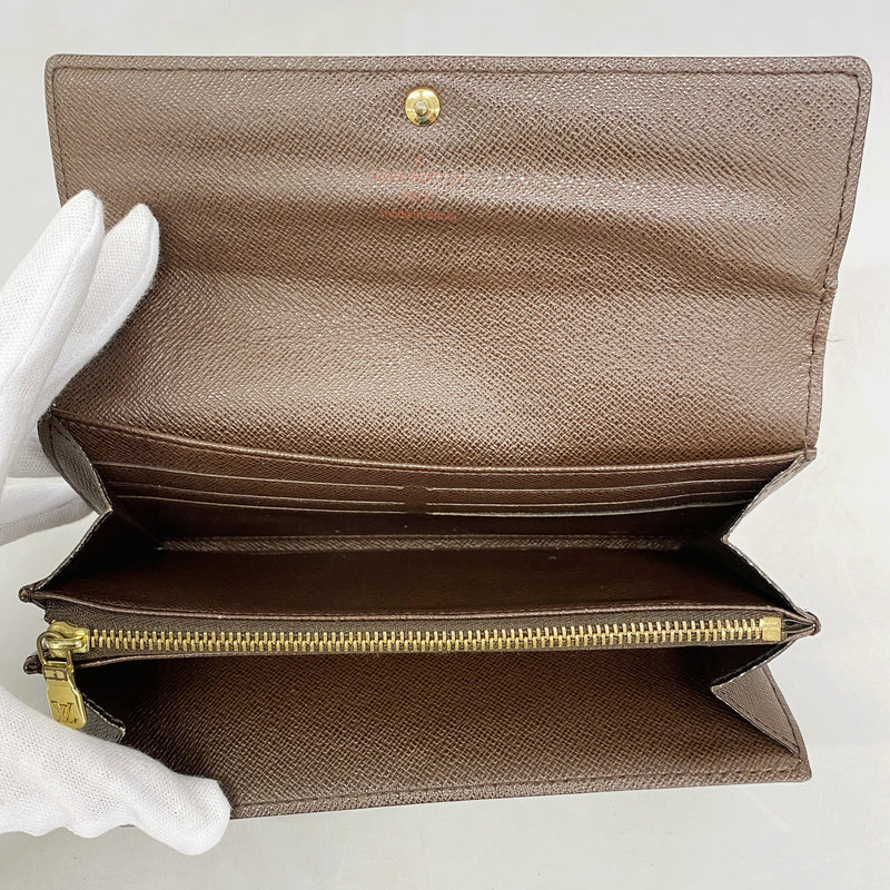 【6gd4666】ルイヴィトン 長財布 ダミエ ポルトフォイユサラ N61734 エベヌ【中古】レディース