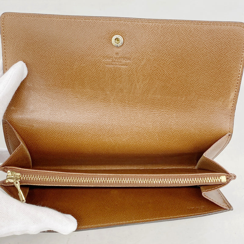 【6gd4667】ルイヴィトン 長財布 モノグラム ポシェットポルトモネクレディ M61723 ブラウン【中古】レディース