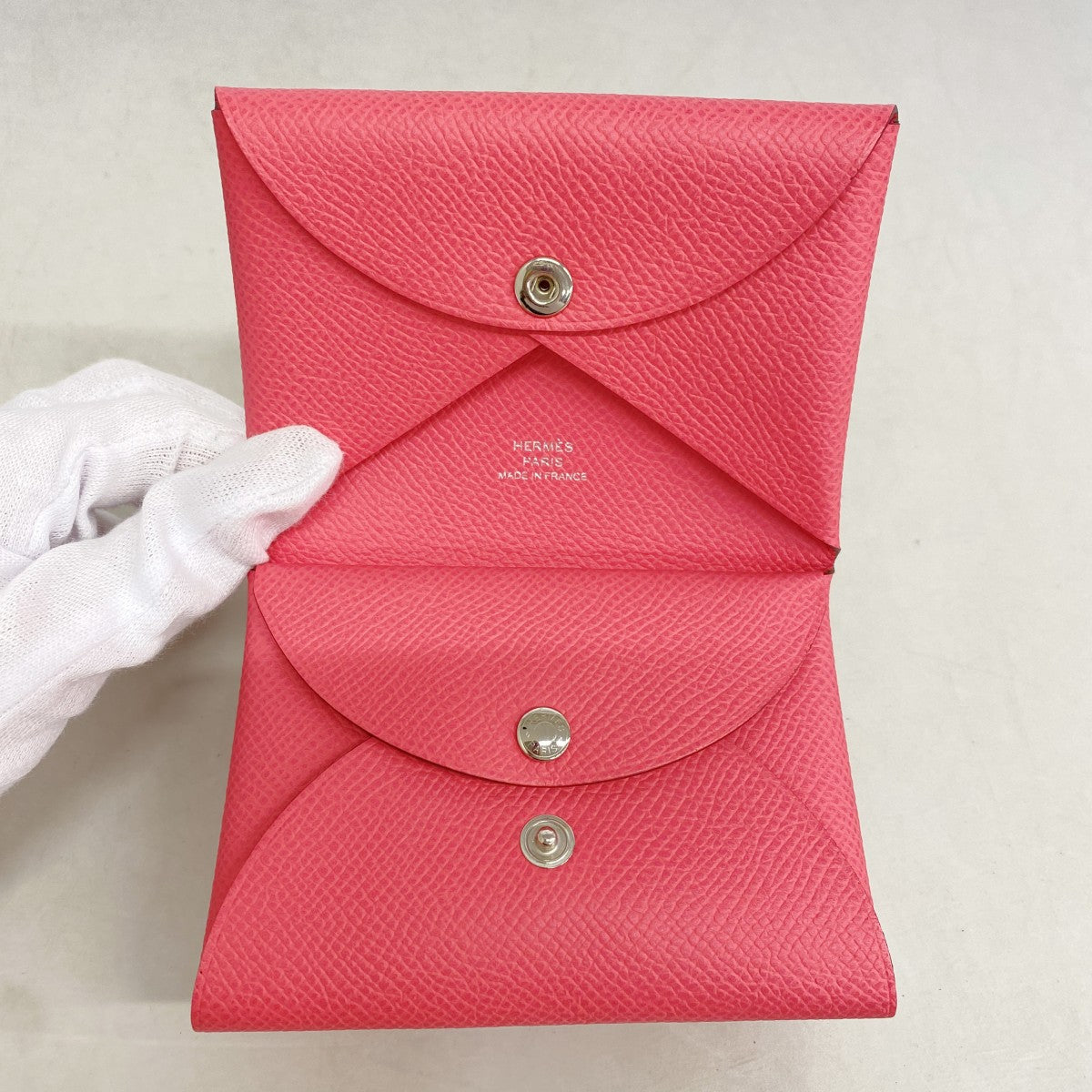 【6gd4689】エルメス コインケース カルヴィデュオ ヴォーエプソン ローズアザレ シルバー金具 K刻印【中古】レディース